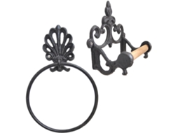 Conjunto De 2 Argolas Ferro Forjado Pretas Para Pendurar Toalhas, Com