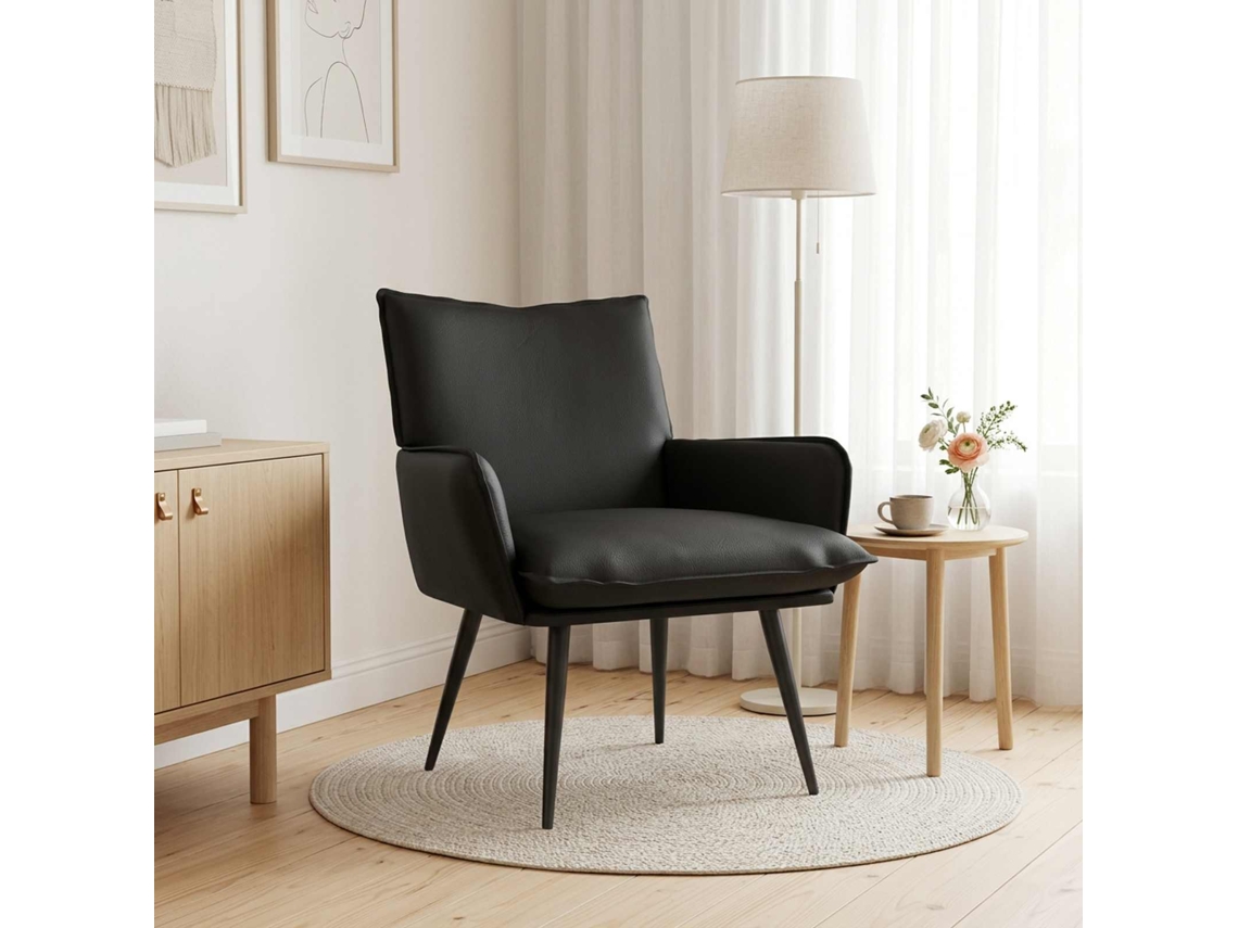 Vidaxl Poltrona Preto Couro Sintético