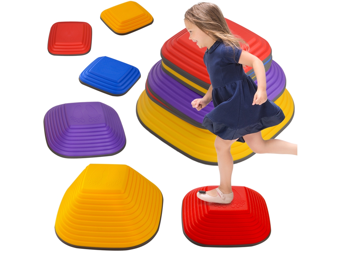 Pedras De Equilíbrio Crianças 6 Peças, Antiderrapantes, Plástico Multicolorido, Desenvolvimento Motor/obstáculos-pt