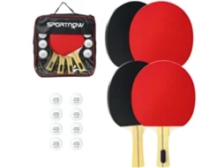 Raquetes de Pingue pongue com 4 Raquetas,8 Bolas e Estojo de Transporte vermelho BTFORUS