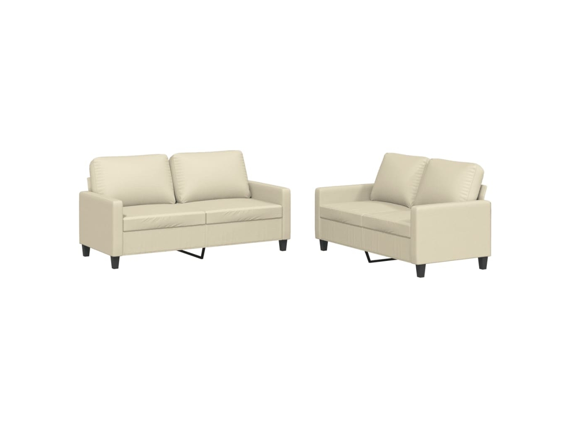 Sofa Set, Sofa Sets Vidaxl Creme Couro Artificial (n/a)