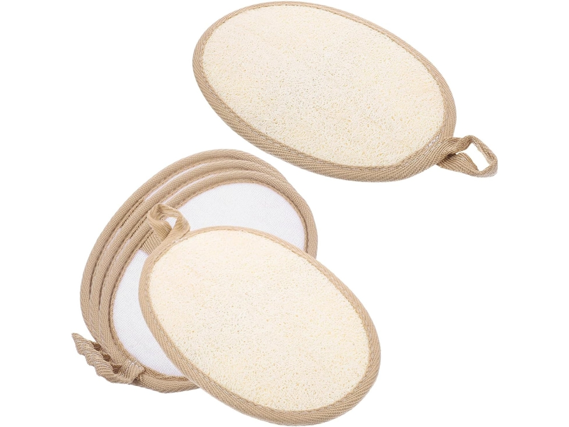 Lurelia Pack De 5 Buchas Vegetais De Banho Para Corpo E Rosto, Bucha Vegetal E Cor Branco