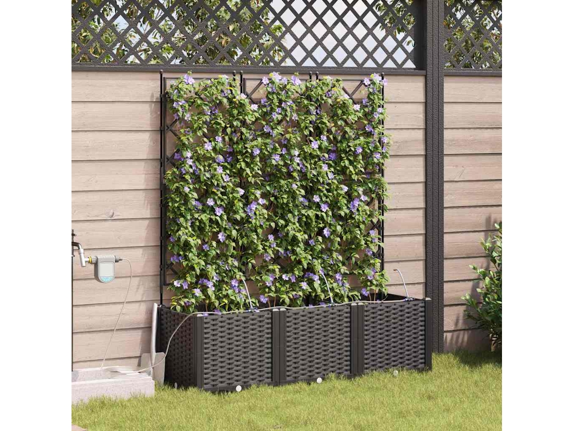 Vidaxl Vaso De Jardim 3 Unid. Preto 120 X 40 X 142 Cm Pp