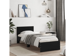 Vidaxl Estrutura De Cama C/ Cabeceira 90x200cm Derivados Madeira Preto