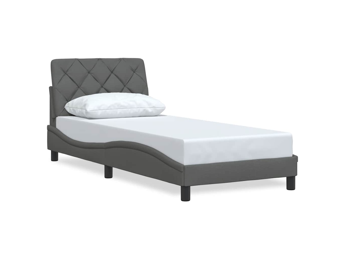 Estrutura de Cama Sem Colchão 90x190cm Tecido Cinzento Escuro MAISON EXCLUSIVE