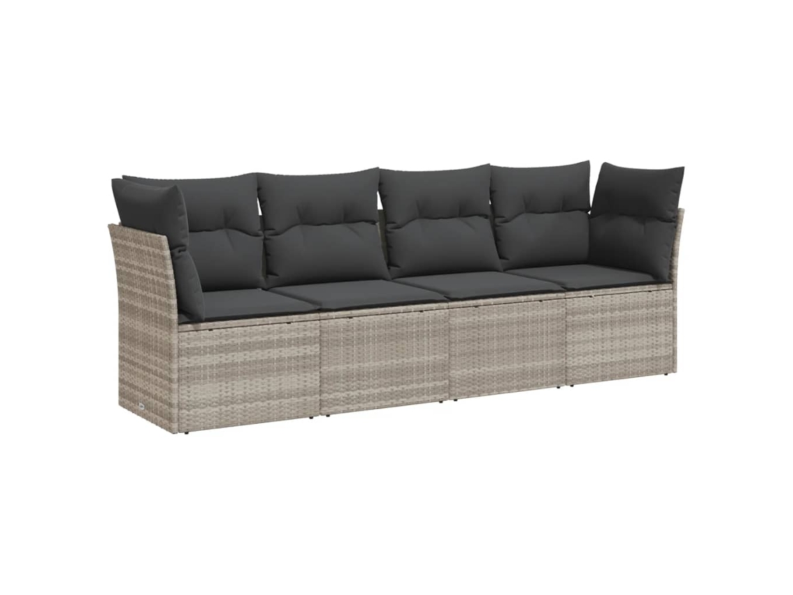 Conjunto de 4 Sofás Jardim com Almofadões Vime Pe Cinzento Claro MAISON EXCLUSIVE (4 pcs)