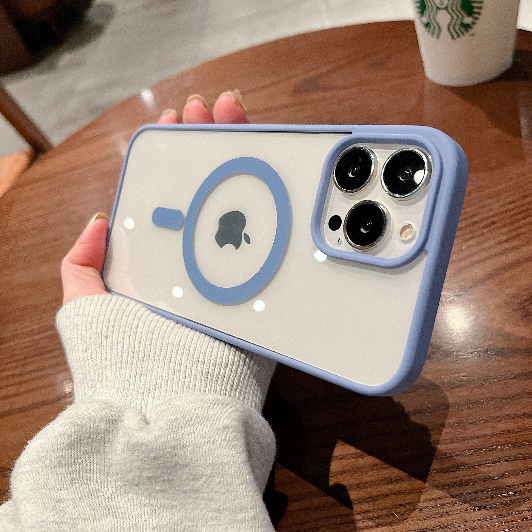 Capa Protetora Transparente Magsafe Com Carregamento Sem Fio Magnético (iphone 8 Plus, Azul), Feita De Acrílico Rígido.
