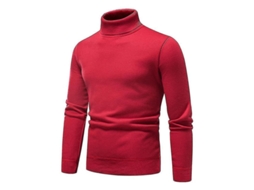 2026 jersey Hombre Cuello Alto Liso Slim Fit Invierno Tejido Grueso Abrigo Pull Basic Dkp 4xl Rojo