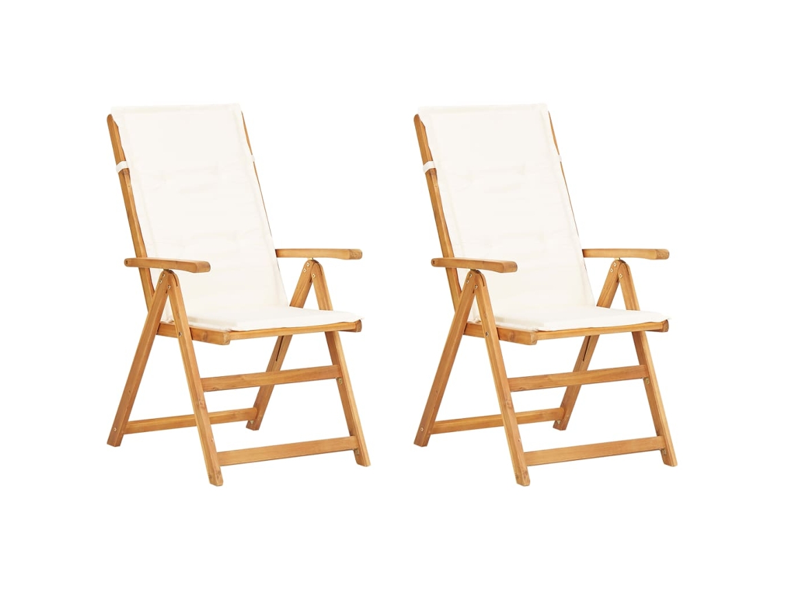 Cadeiras Jardim Reclinãveis 2pcs Madeira Acãcia Maciã§a Castanho DKD HOME DECOR