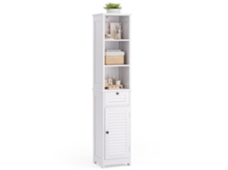 Coluna de banheiro branca - MDF laqueado - 1 porta 1 gaveta - 34 x 30 x 162,5 cm