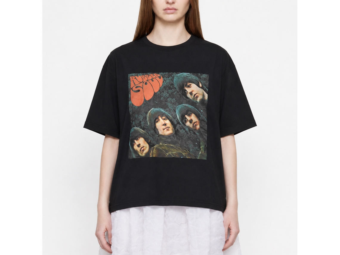 The Beatles Rubber Soul Album Cover T-shirt Black Unisex Adults Size:l