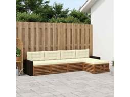 Vidaxl Conjunto De Sofás Para Exterior 5 Unid. Natural E Creme