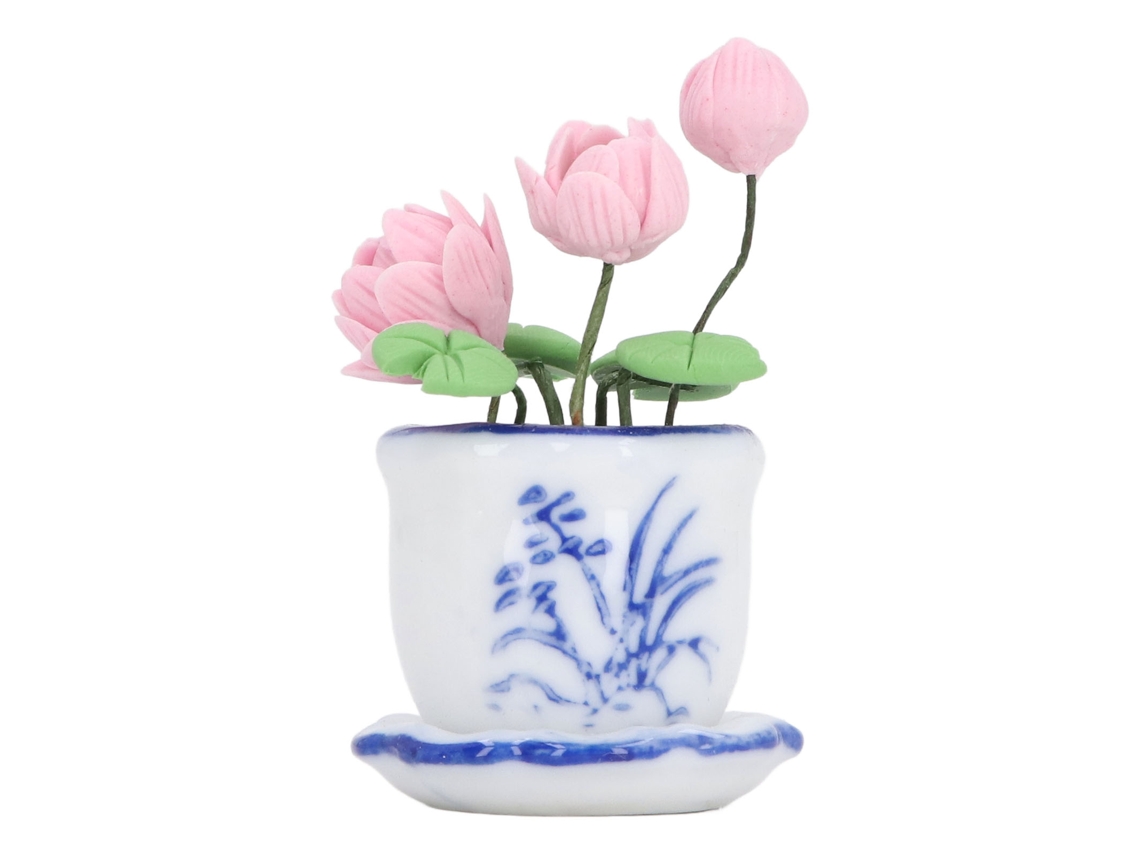 Mali miniatura de Flor em Vaso para Casinha de Bonecas 1:12 Exquisita para Decor e Role Play