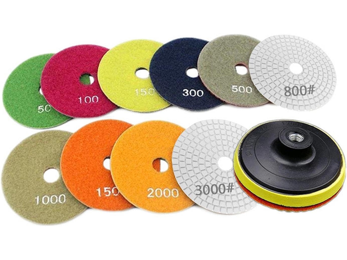 Conjunto De 10 Discos Abrasivos Diamantados Para Polimento Mármore E