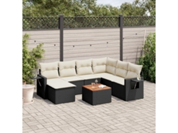 Vidaxl 8 Pcs Conjunto Sofás De Jardim Com Almofadões Vime Pe Preto