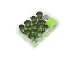 Conjunto de 12 Mini Cortadores de Frutas e Legumes, Feitos de Aço Inoxidável e Plástico Ecológicos. MDUG (verde)