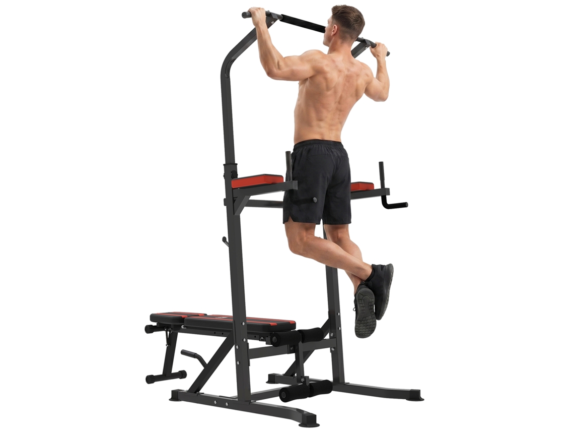 Torre De Potência Dobrável, Estação Fitness Multifunções Regulável Em 7 Posições. Aço, Carga 150 Kg.