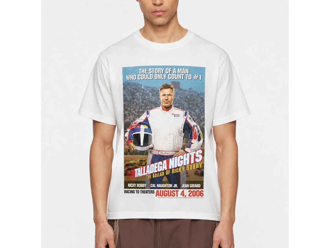 Rockinstone Talladega Nights Movie Movie Poster White Adult T-shirt Size:s