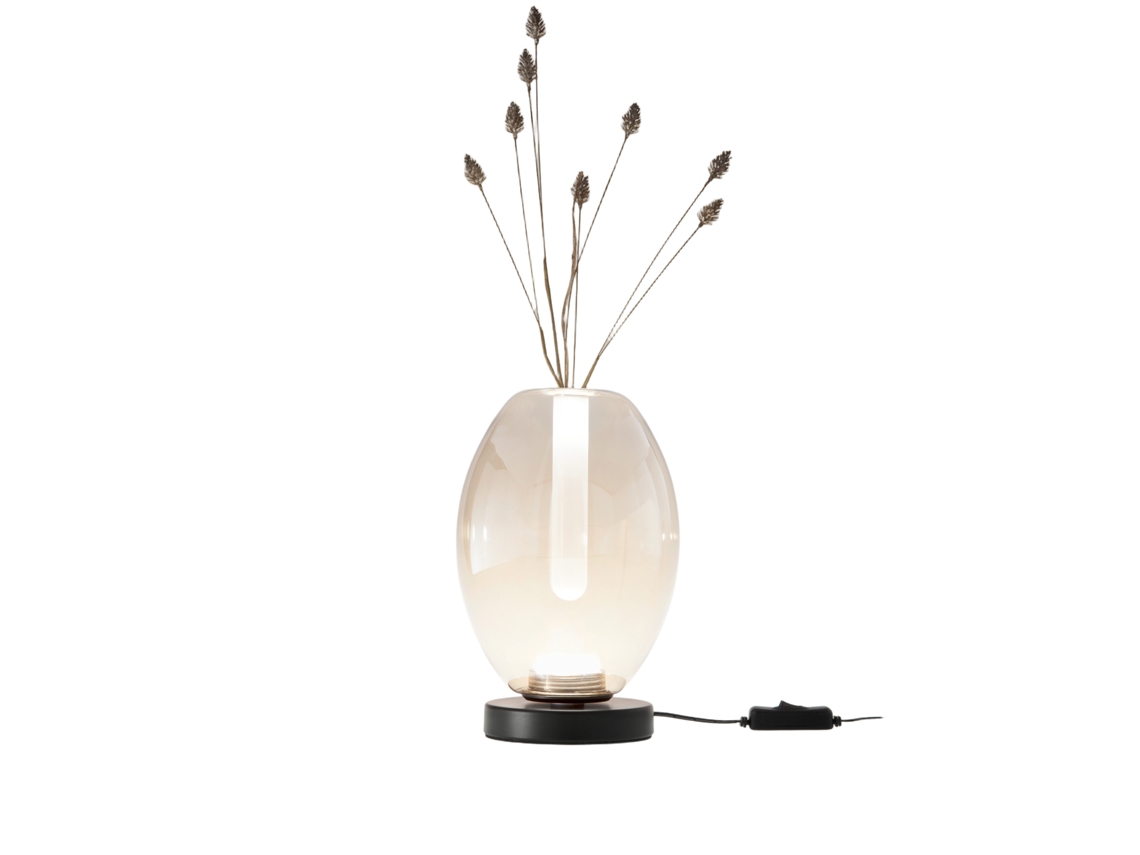 Candeeiro de Mesa Tully Led de 7w com Estrutura em Metal e Vidro de Borossilicato Cognac, Regulação Touch e Cct 2700k/3000k/4000k Tully FABAS LUCE