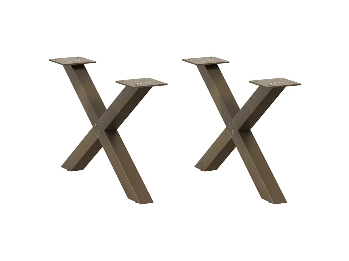 Vidaxl Pés Para Mesa De Centro Em Formato De X, 2 Peças, Aço Natural, 50x(30-31) Cm, Aço