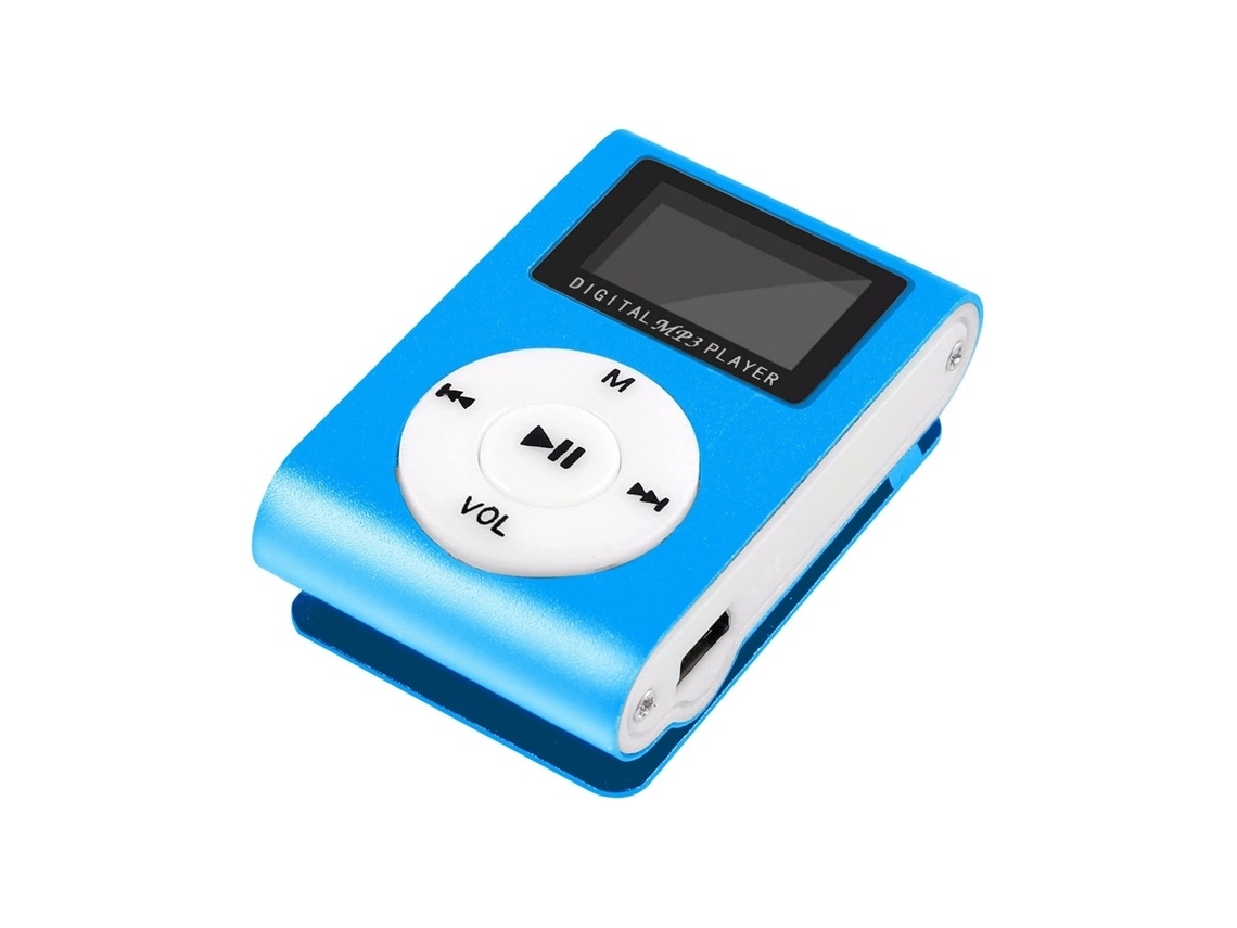 Leitor Mp3 Lurelia Mini Usb Com Clipe, Ecrã Lcd, Rádio Fm E Microsd/tf, Azul