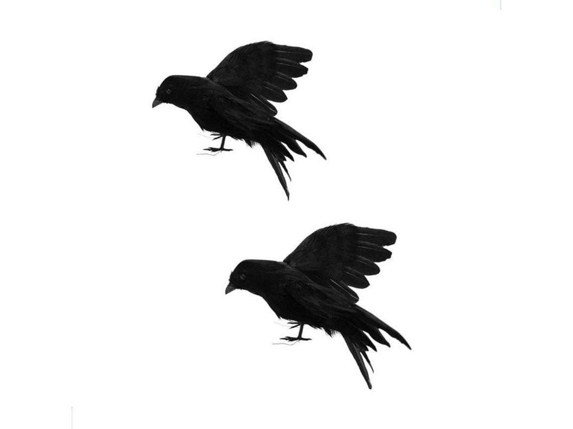 2026 adorno de Halloween Cuervos Realistas a Mano 2 Piezas Cuervos Voladores