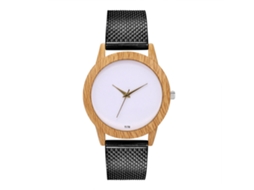 Reloj De Cuarzo Redondo Para Mujer Con Correa De Malla Simple Niñas (negro)