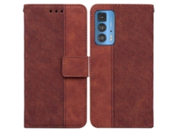 Capa De Couro Com Relevo Geométrico Para Motorola Moto Edge 20 Pro