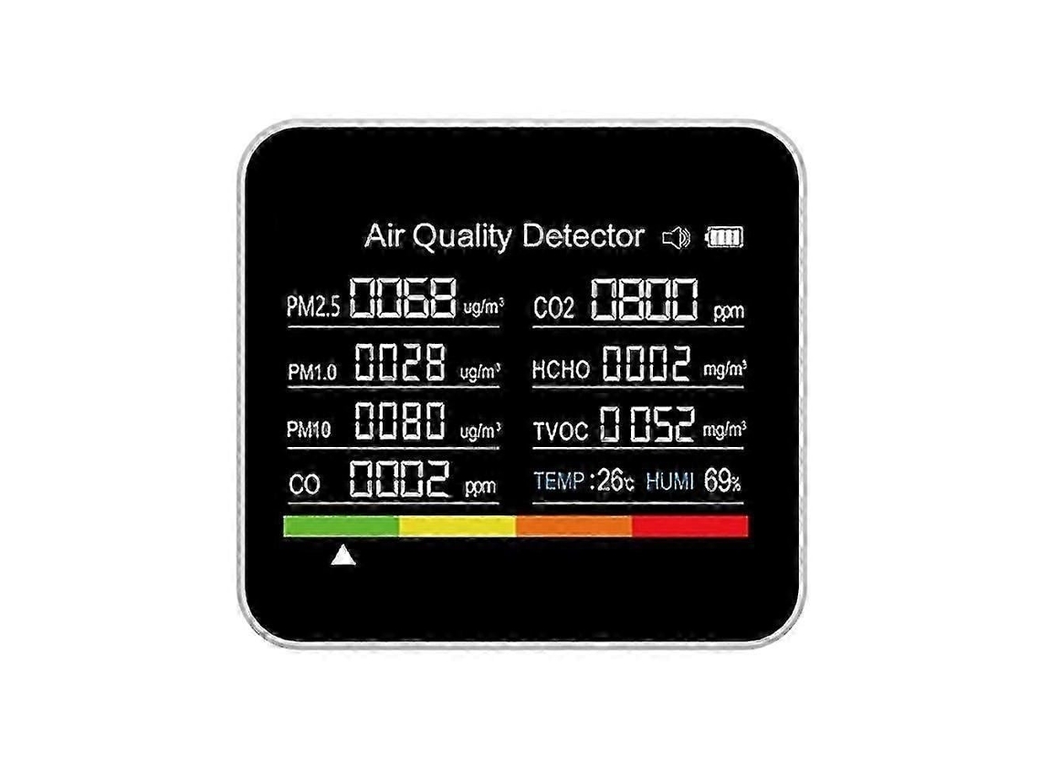 Lurelia Medidor De Qualidade Do Ar 9 Em 1, Co2, Tvoc, Hcho, Pm2,5, Pm1,0, Pm10, Temperatura, Humidade