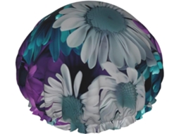 Touca De Banho Com Estampa Floral Roxa E Azul Petróleo – Reutilizável, Com Dupla Camada, Item Essencial Para Viagens