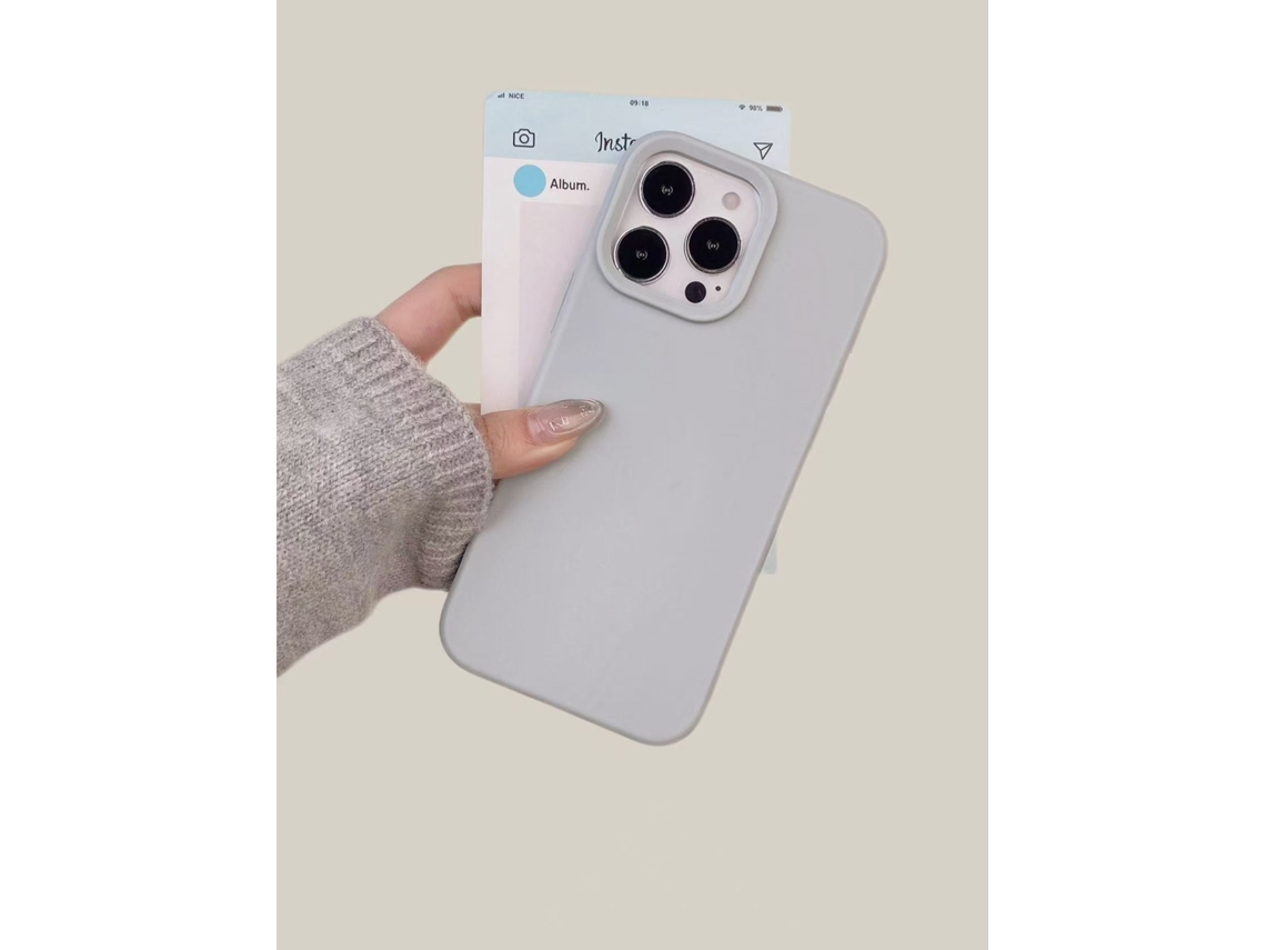 Capa Para Iphone 17 Pro, Azul Fumê, Com Toque Aveludado, Cor Sólida, Estampa De Arroz Pegajoso, À Prova De Choque E Com Proteção Total.