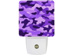 Roxa Luminária Noturna Camuflada, Luminária de Parede LED com Sensor Crepuscular