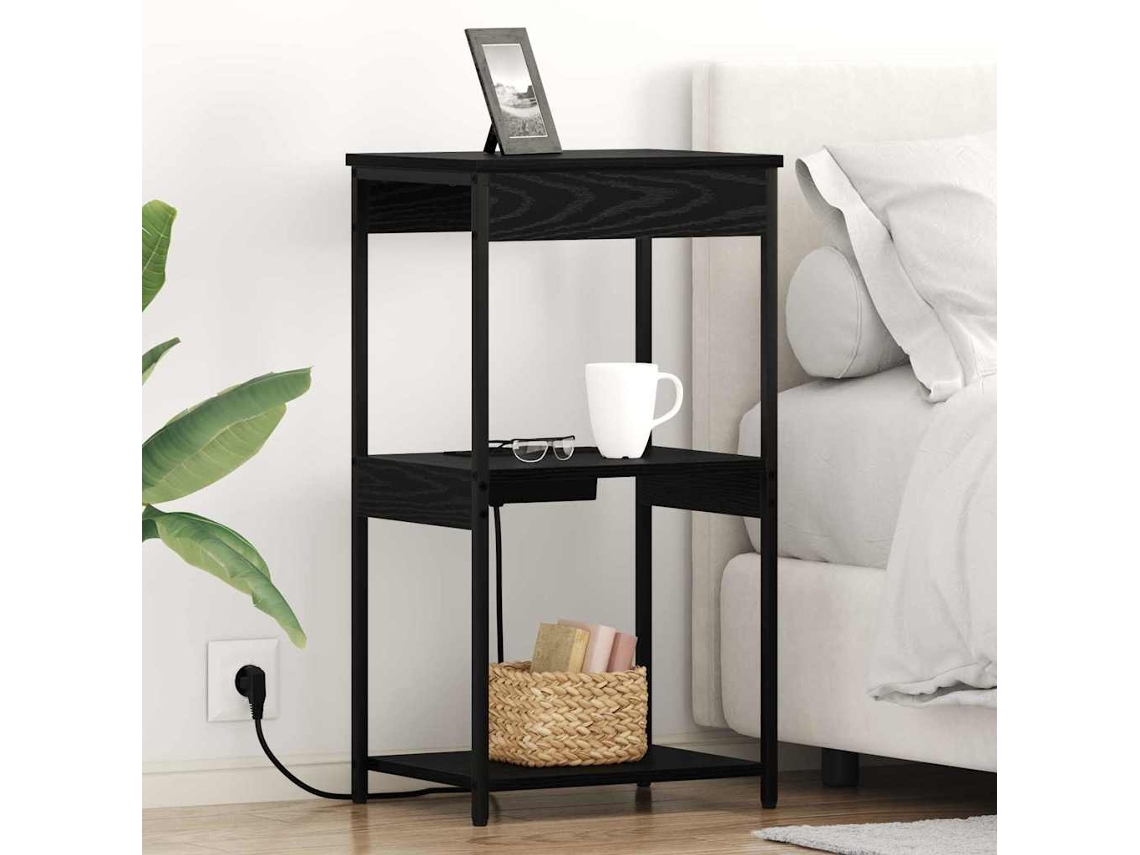 Vidaxl Armário De Cabeceira Carvalho Preto 41 X 31 X 76 Cm