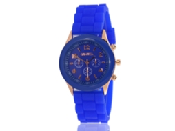 Relógio de Pulso de Quartzo com Pulseira de Silicone Cor Azul Royal Estilo Moderno