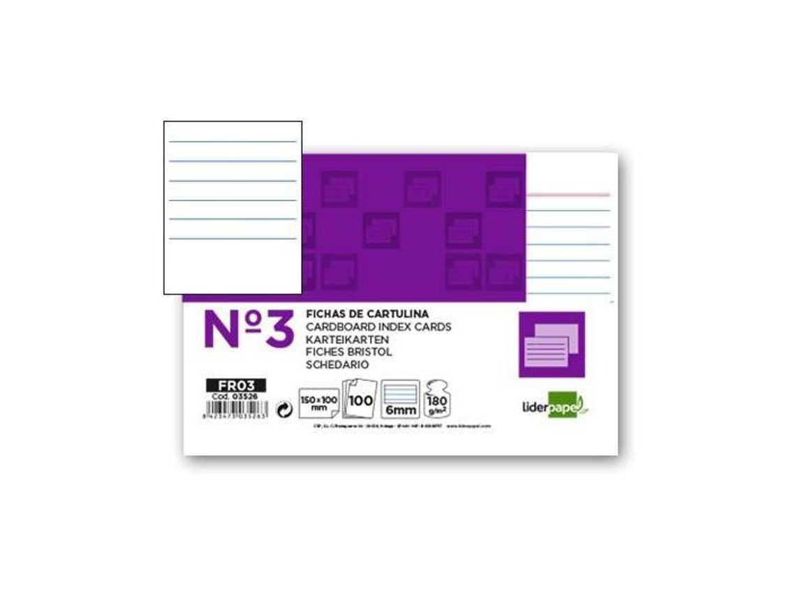 Fichas Em Cartolina, Emb. Com 100, 100X150 Mm, Pautado