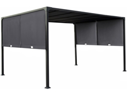 Pérgola Com Teto Metálico Retrátil "courtenay" - 3 X 4 M - Cinzento