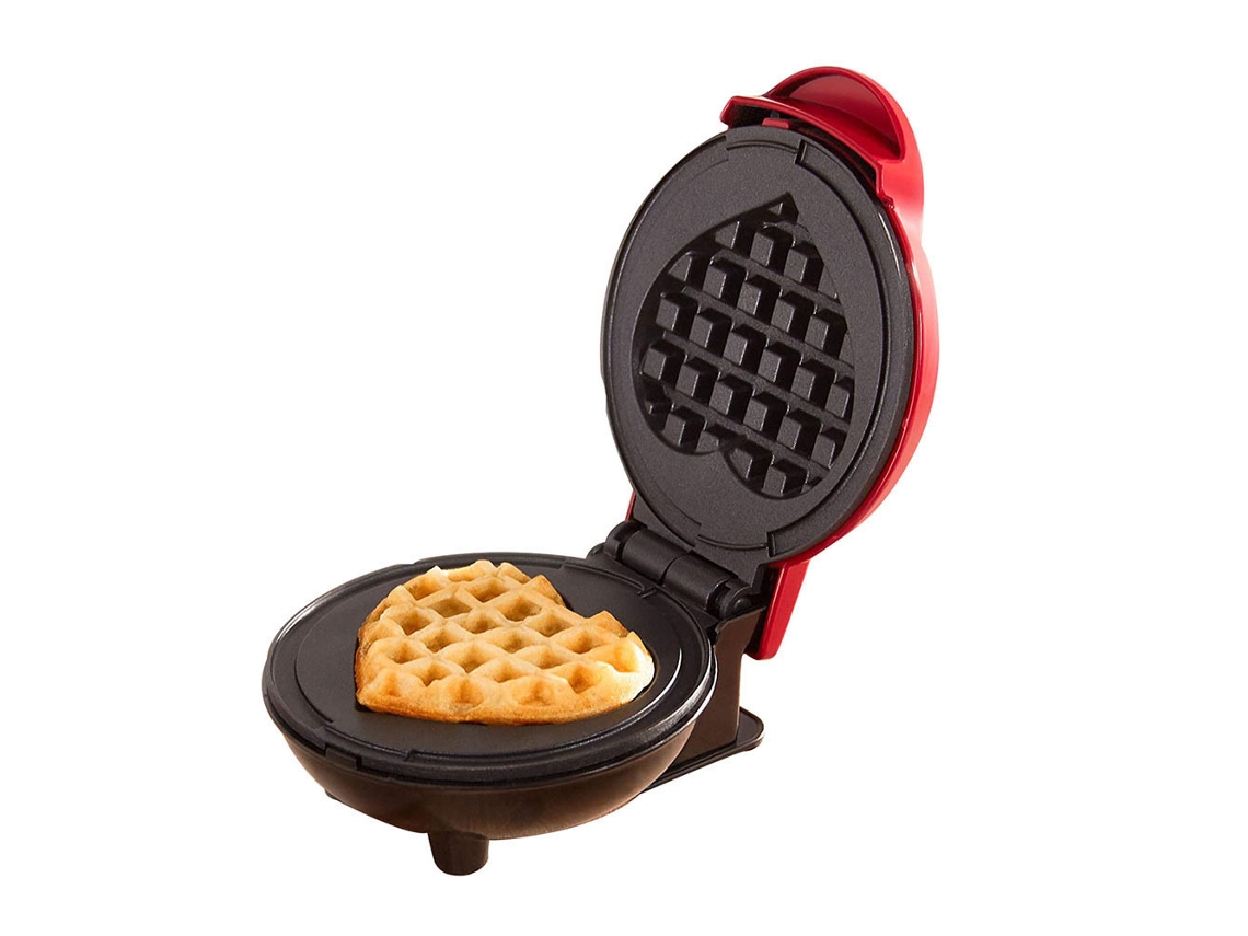 Mini Máquina De Waffle Vermelha Em Formato De Coração Para Confeiteiros