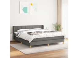 Cama Com Molas/colchão 180x200 Cm Tecido Cinzento-escuro