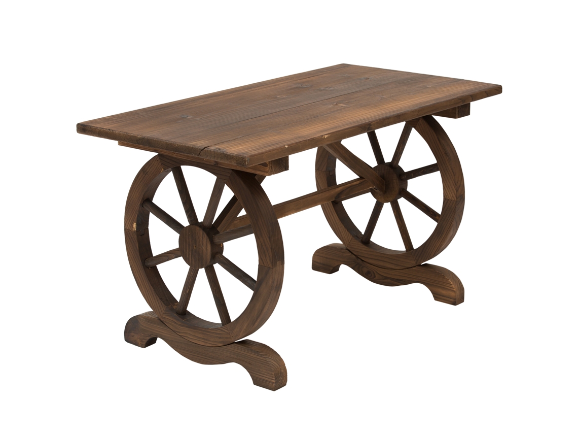 Mesa De Jardim Maciça Redonda Para Varanda, 113x60x65 Cm, Resistente Ao Tempo.