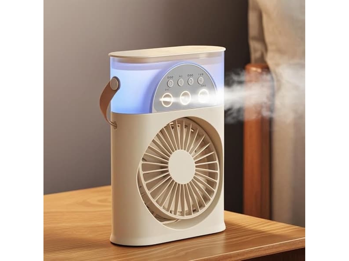 Ventilador Portátil Com Névoa, Ventilador De Mesa, Ventilador De Mão - Umidificador, 3 Velocidades, Função Temporizador