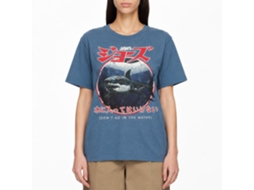 Rockinstone Jaws Movie Japanese Warning Heather Indigo Adult T-shirt Size:xxl
