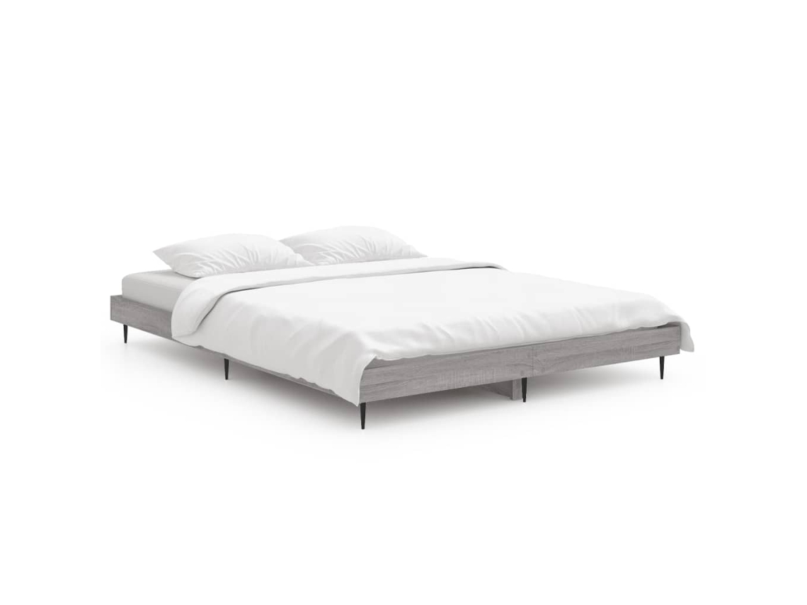 Bed Frame, Bed Frames Vidaxl Cinzeto Madeira Processada (135 X 190 Cm)