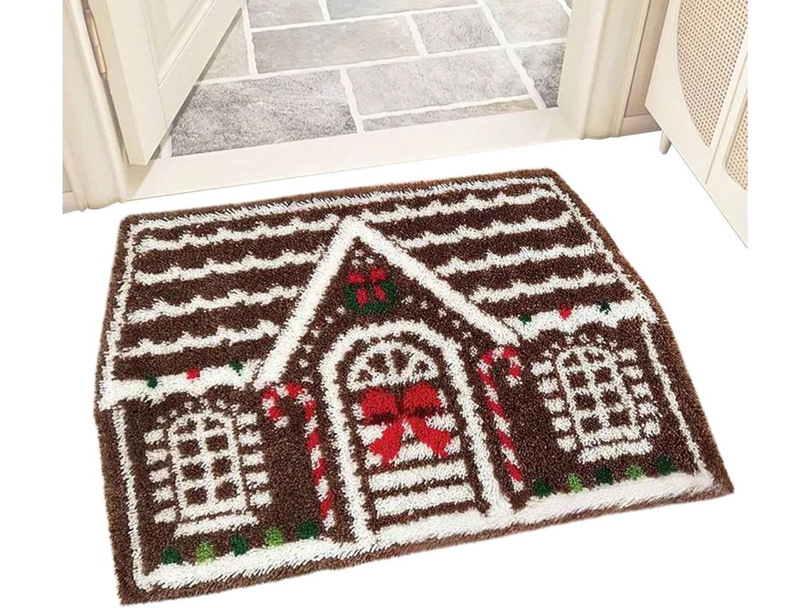 Tapete De Natal Antiderrapante Em Formato De Casinha De Gengibre, 60 X 90 Cm |