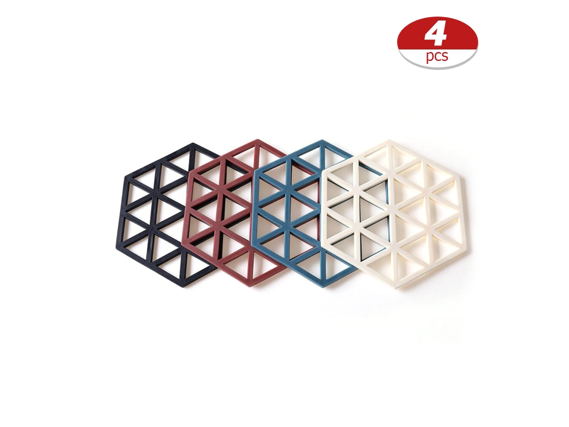 4pcs Tapete Antiderrapante TPE para Panelas e Copos com Marca