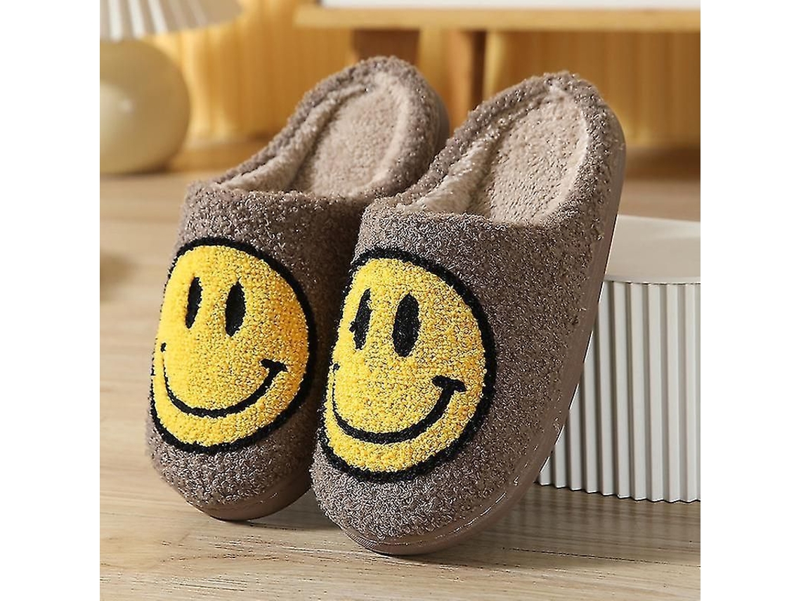 2026 pantuflas de Peluche Suave com Rosto Sorridente para Casais Acolhedoras para Inverno Interior