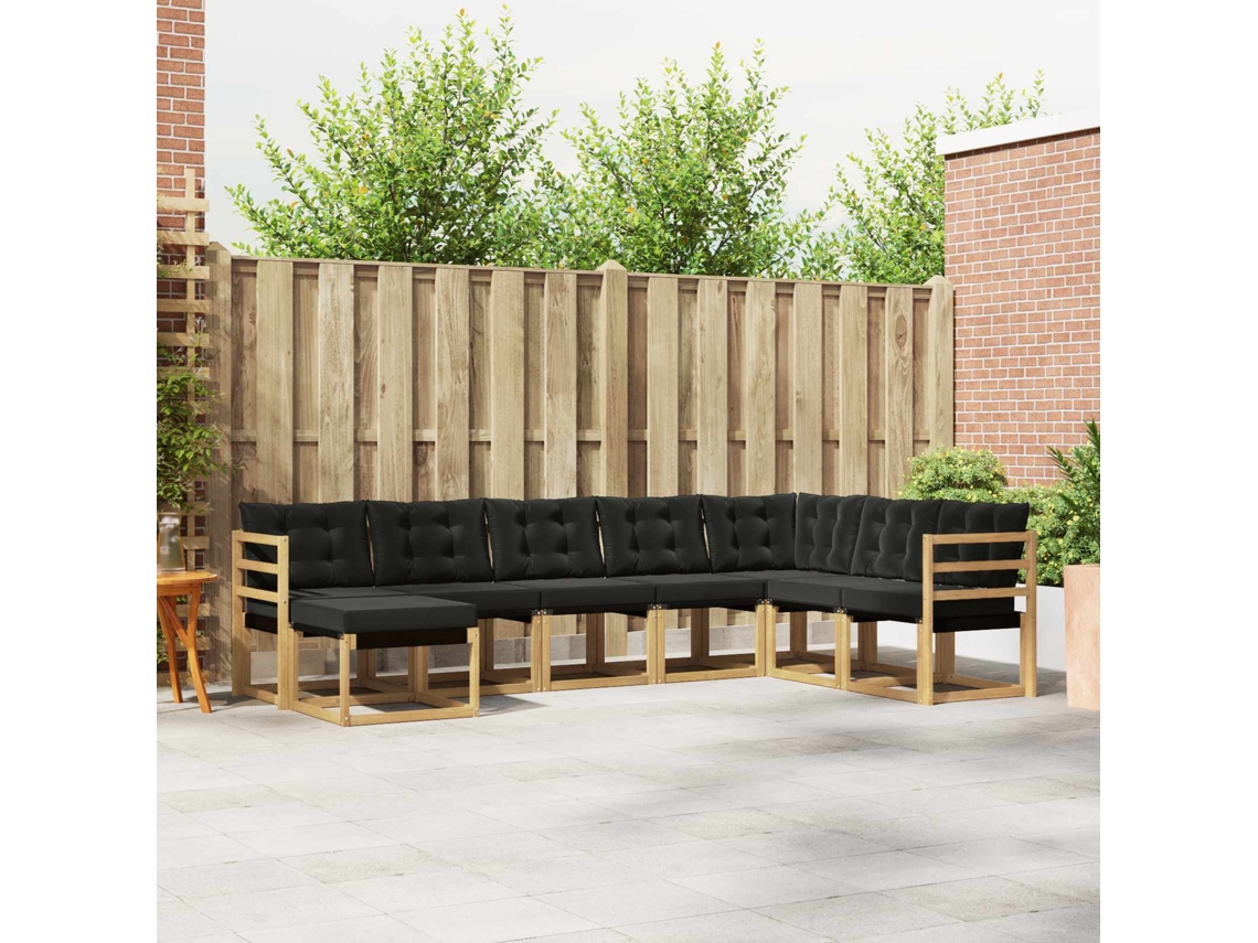 Vidaxl Conjunto De Sofás Para Exterior 8 Unid. Branco E Preto