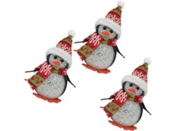 Conjunto De 3 Luminárias De Natal Em Formato De Pinguim Com Led, Brinquedo Luminoso E Brilhante Para Decoração De Vitrines De Lojas Gokoco
