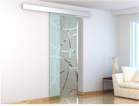 Porta de Correr VENTE-UNIQUE.PT Heidi (Vidro e Metal - Transparente - 205x83x0.8 cm)