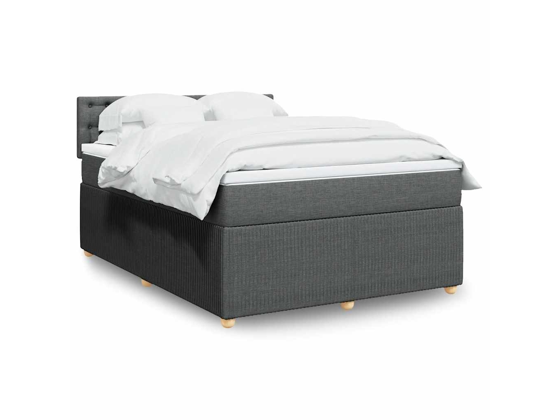 Vidaxl Cama Com Molas/colchão 160x200 Cm Tecido Cinzento-escuro
