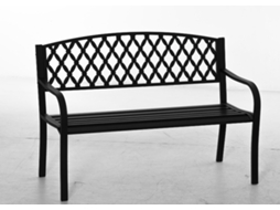 Banco externo BTFORUS 2 lugares com braços em aço e ferro fundido, 128x58,5x89cm preto
